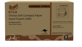 BIOD - CHOICE SOFT COMPACT PAPER HAND TOWEL 120X20 250L X 195W 2400