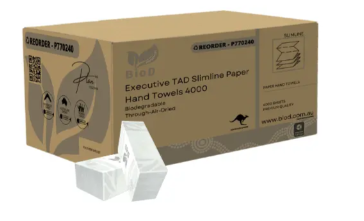 BIOD - EXECUTIVE SLIMLINE PAPER HAND TOWEL 191X21 240L X 227 W TAD 4000