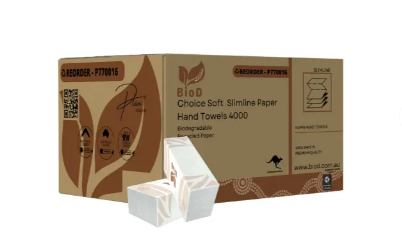 BIOD - CHOICE SOFT SLIMLINE PAPER HAND TOWEL 200X20 225L X 225 W 4000