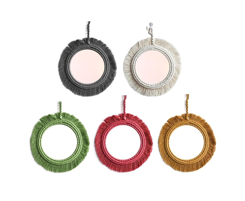 MACRAME MIRROR TAPESTRY MAKEUP HANGING WALL MIRRORS BOHEMIAN DECORATION FOR APARTMENT BEDROOM BABY NURSERY ENTRYWAYS