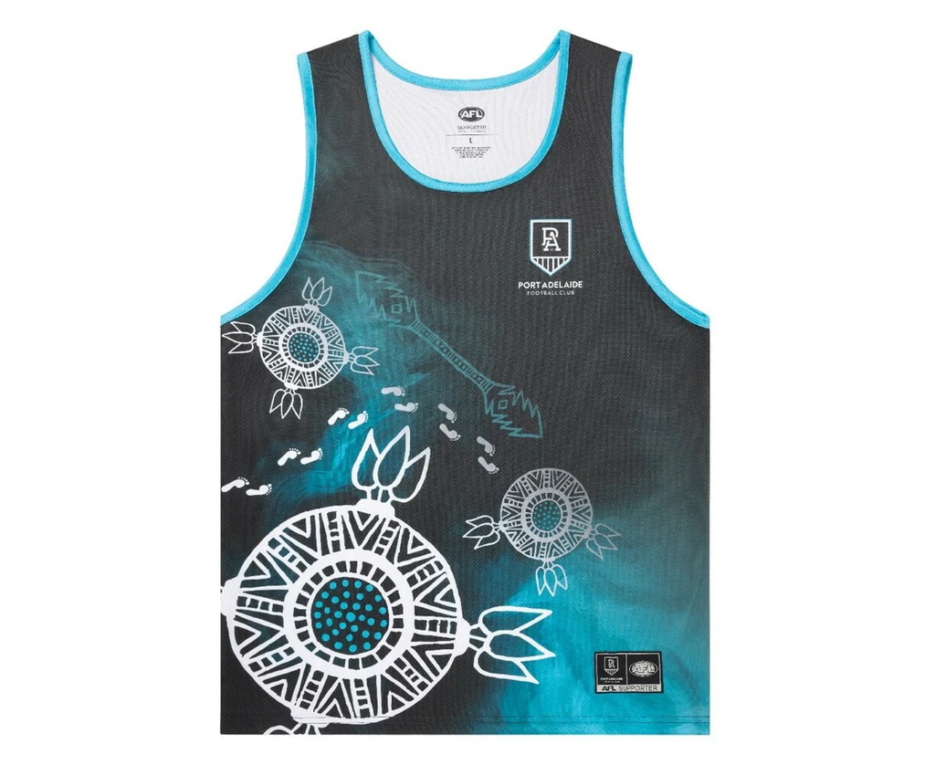 PORT ADELAIDE POWER INDIGENOUS MENS TRAINING SINGLET SIZE:M