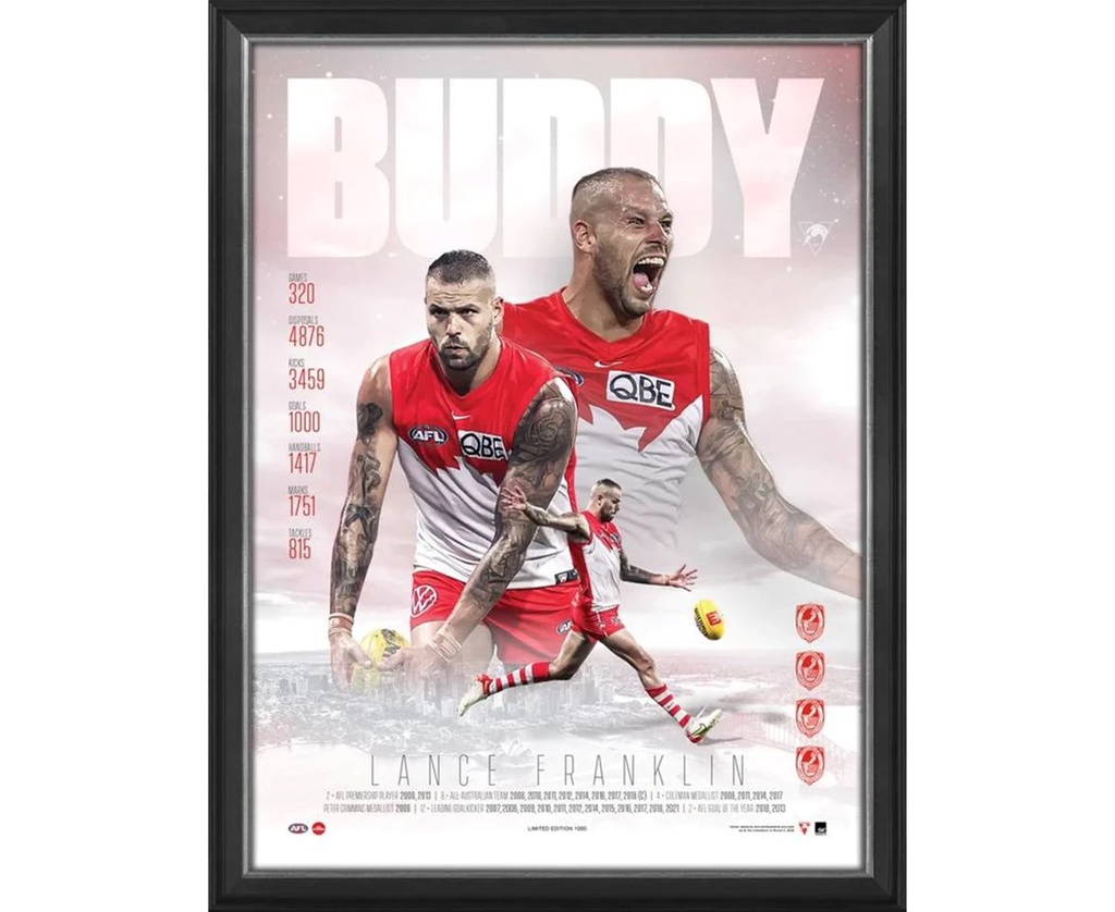 LANCE FRANKLIN 1000 GOALS OFFICIAL AFL SPORTSPRINT FRAMED - 5125