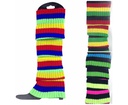 RAINBOW LEG WARMERS HIGH KNITTED WOMENS NEON PARTY KNIT ANKLE SOCKS 80S DANCE - INDIGENOUS COLOURS