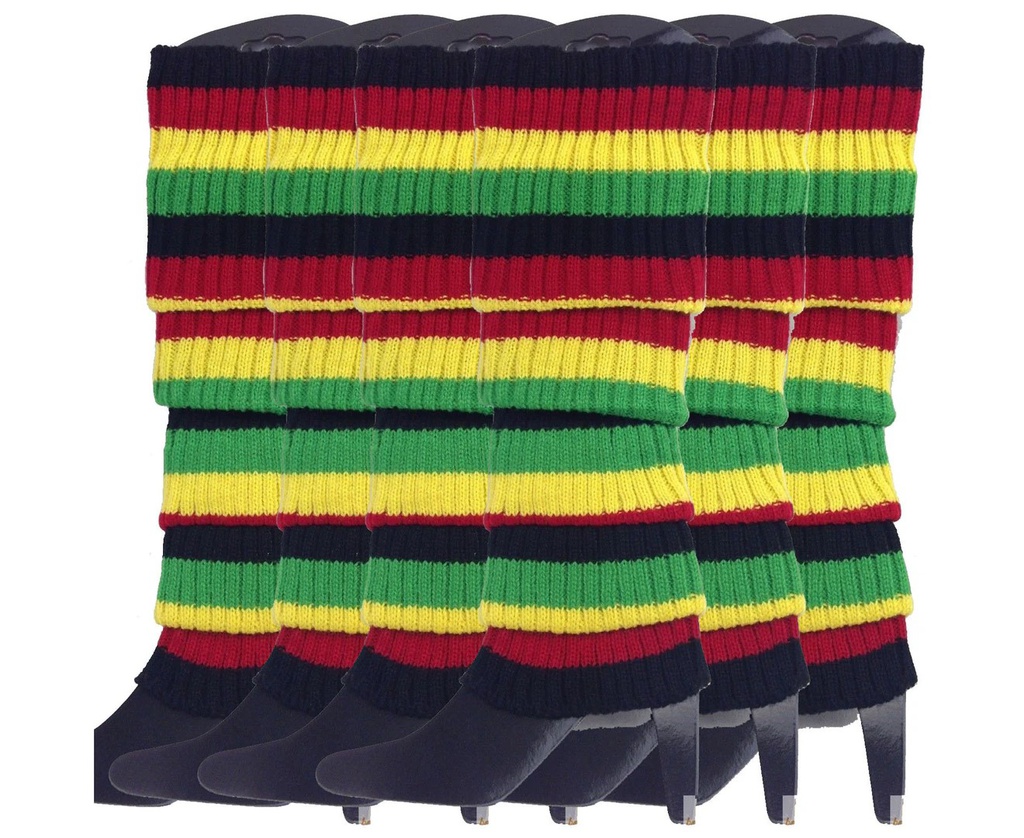 6x Womens Leg Warmers Disco Winter Knit Dance Party Crochet Legging Socks Costume - Indigenous Colours