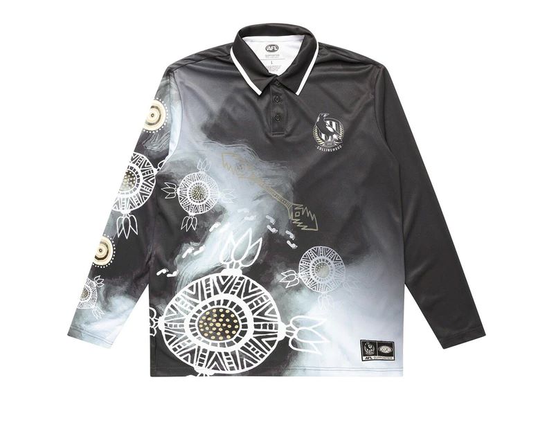 COLLINGWOOD MAGPIES INDIGENOUS MENS LONG SLEEVE POLO