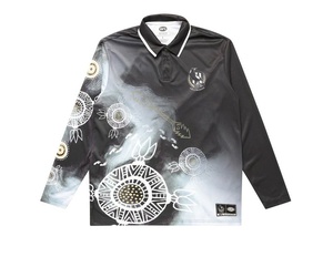 [CH_0107] COLLINGWOOD MAGPIES INDIGENOUS MENS LONG SLEEVE POLO