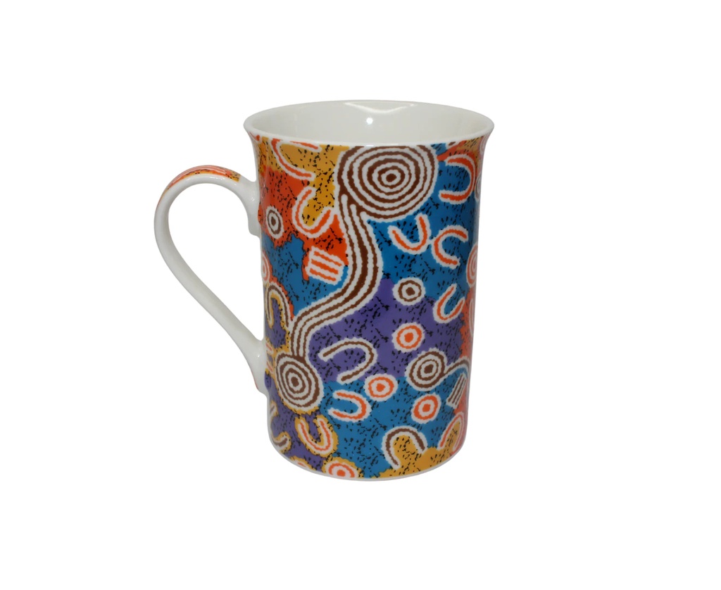 COFFEE MUG ABORIGINAL DESIGN - WATER DREAMING DESIGN - EVELYN NANGALA ROBERTSON