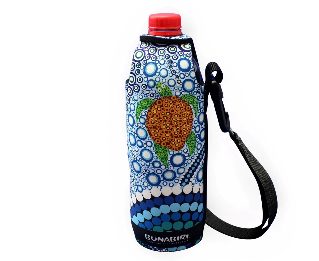 WATER BOTTLE COOLER ABORIGINAL DESIGN - COLOURS OF THE REEF DESIGN - COLIN JONES