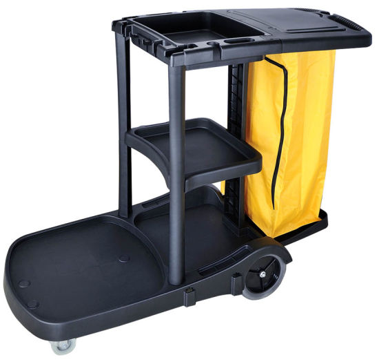 MULTI PURPOSE CLEANING TROLLEY JANITOR CART BLACK