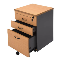 RAPID WORKER MOBILE PEDESTAL 3-DRAWER LOCKABLE 690 X 465 X 447MM (BEECH)