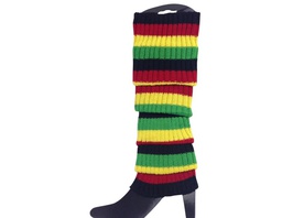 [CH_0048] PAIR OF WOMENS LEG WARMERS DISCO WINTER KNIT DANCE PARTY CROCHET LEGGING SOCKS COSTUME - INDIGENOUS COLOURS