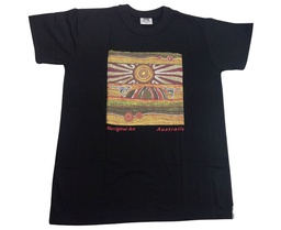 [CH_0080] MENS AUSTRALIA T SHIRT ABORIGINAL ART 100% COTTON SOUVENIR INDIGENOUS TEE