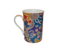 [CH_0148] COFFEE MUG ABORIGINAL DESIGN - WATER DREAMING DESIGN - EVELYN NANGALA ROBERTSON